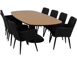 Tuinset Pisa/Tower | 8 personen | Deens ovaal 260 cm | Wicker & Tecon Teak