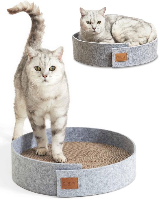 PawHut TV-vorm kattenkrabplank met kattenkruid, voor binnenkatten, bruin