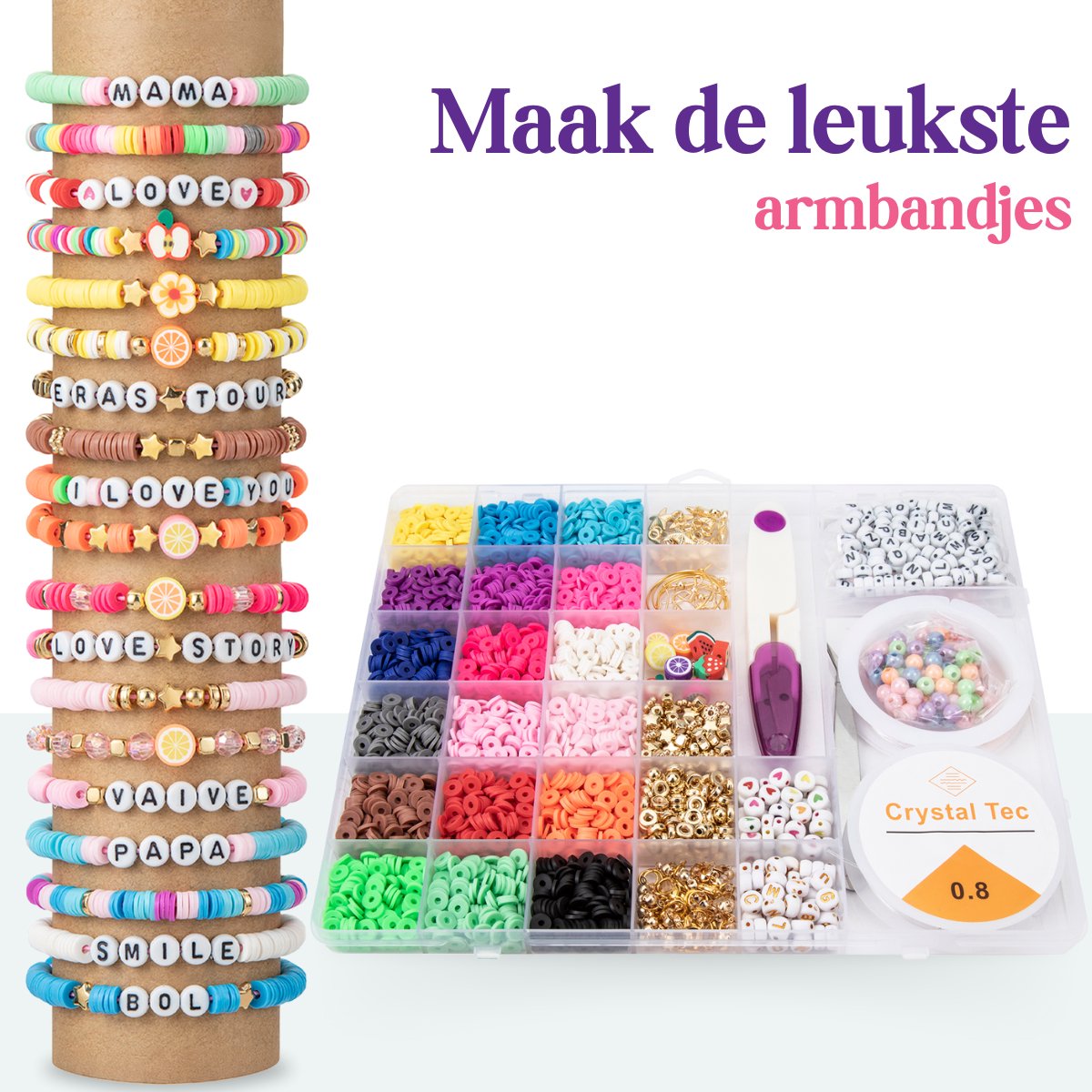Vaive Katsuki Kralen Deluxe Starter Kit - 2485-delige Sieraden Maken Set - Knutselen Meisjes - Voor Kinderen - Knutselkoffer - Armband Maken - Oorbellen maken — afbeelding 5