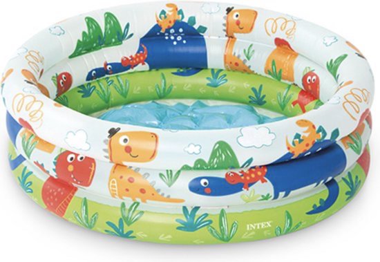 Intex Baby Bad - Maat : 61x22 - Baby Bad - Strand - Dino Badje - 3 Ring Baby Pool - Opblaaszwembad - Wet Set Collection -