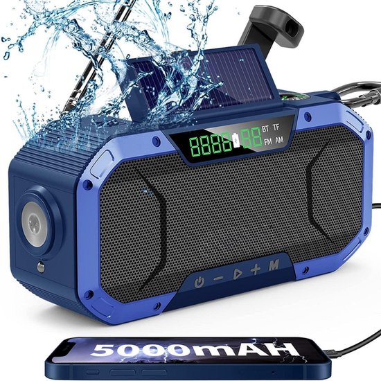 MANIVELLE SOLAIRE D'URGENCE 1200 mAh AM/FM/WB/NOAA radio météo DEL