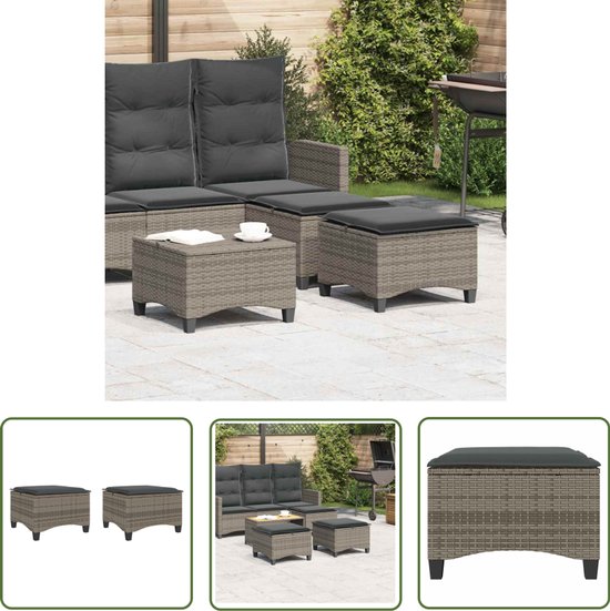 vidaXL Tuinkrukken met kussens 2 st 55x55x36 cm poly rattan zwart