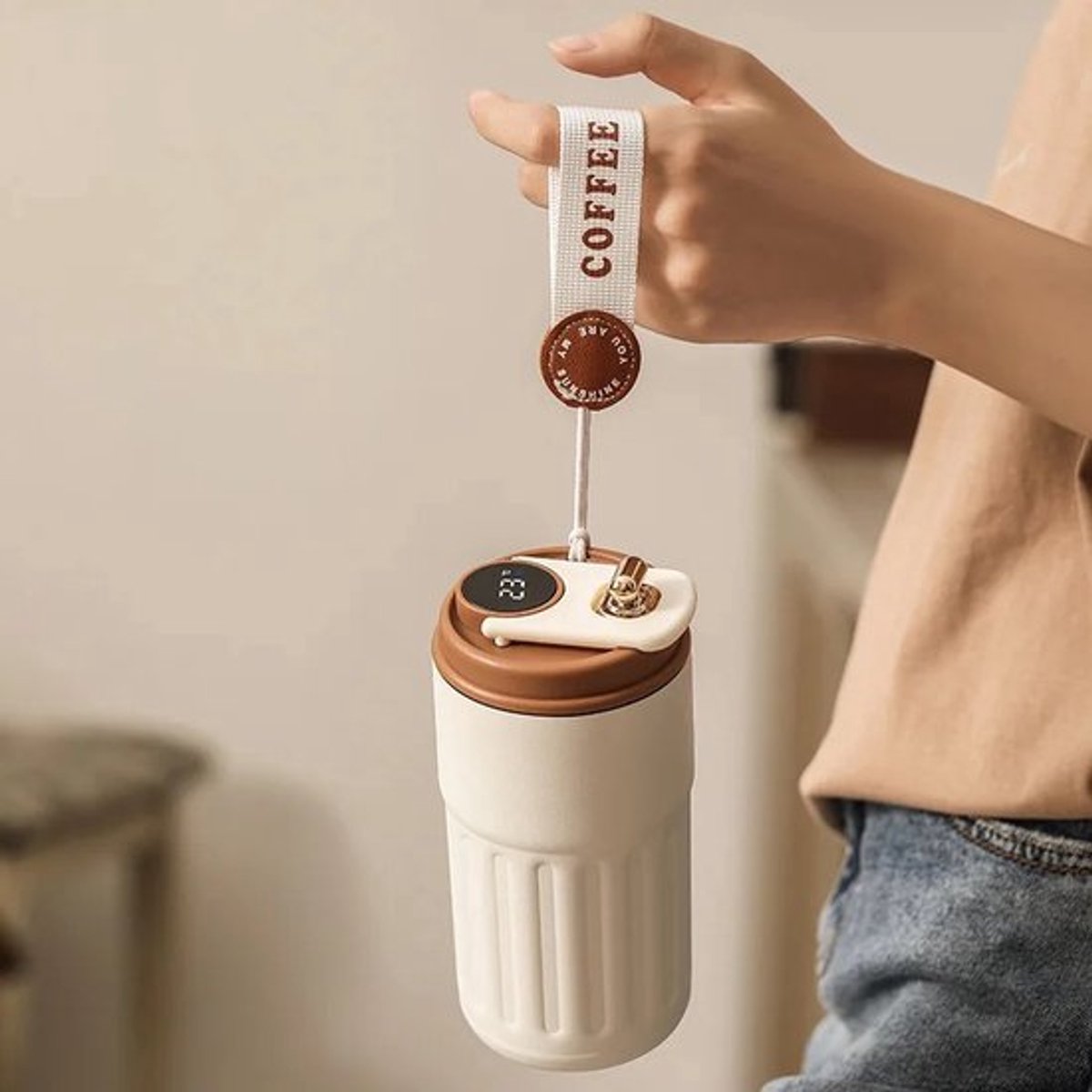 smart coffee mee neem beker - Thermosbeker Koffie to 450 ml - 4H warm & lekvrij - Koffiemok voor onderweg - Coffee to go beker - Theemok om mee te nemen - geïsoleerde mok - Koffiemok thermosbeker - Koffiemok thermobeker RVS 1 stuk(s)