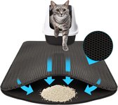 Tapis de litière pour chat FLOORDIREKT Charly - Double couche motif nid d'abeille - Lavable - Antidérapant - Diverse couleurs - Anthracite - 76 x 61 cm