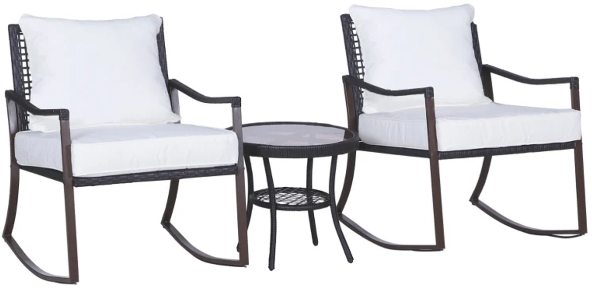 Balkonset 2 personen - Tuinset - Bistroset - Zwart - Weerbestendig - 3 delig - Tuintafel en 2 stoelen - 2 personen - Gecoat staal - Onderhoudsvrij staal