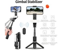 Stabiliserende Bluetooth Selfie Stick met Gimbal – Mee Bewegende Selfiestick voor iPhone & Samsung – Professionele Smartphone Stabilisator – Draagbare Gimbal voor Video & Foto