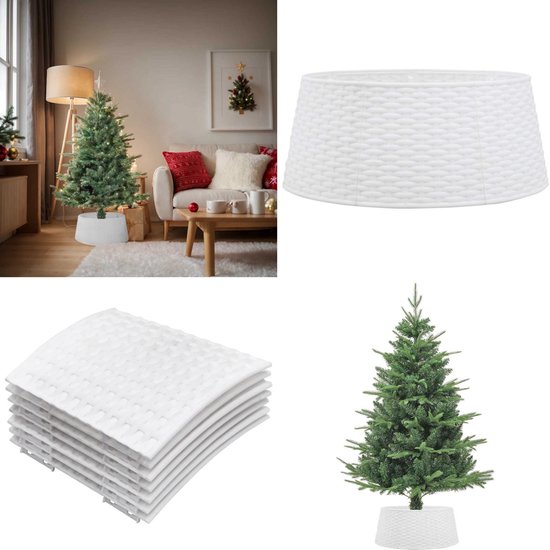 vidaXL Kerstboomrok Ø56x23 cm kunststof wit - Kerstboom Rok - Kerstboom Rokken - Boom Rok - Kerst Rok