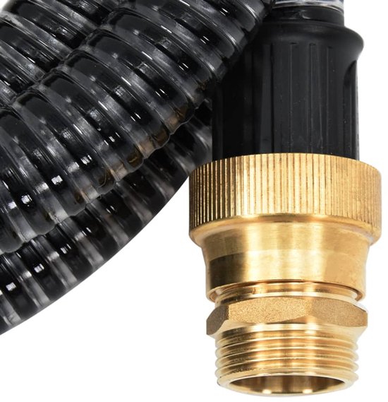 vidaXL Zuigslang met messing koppelingen 10 m 25 mm zwart