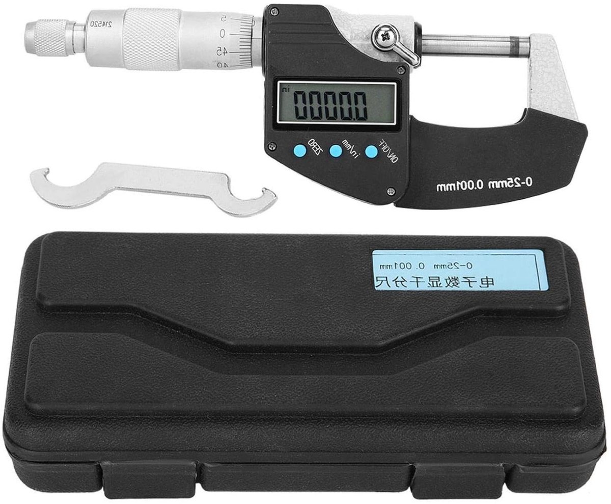 Digitale Micrometer met Groot Scherm - Metrisch en Imperiaal - 0.001mm Precisie - 0-25mm Diameter