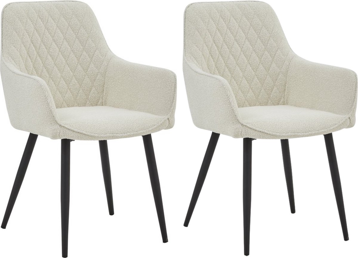 Colenis Beverly Eetkamerstoel - Set Van 2 - Wit - Bouclé