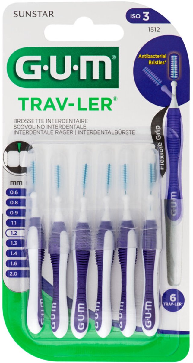 GUM - Trav-Ler Ragers Paars 1.2mm - 3 x 6 stuks - Voordeelverpakking