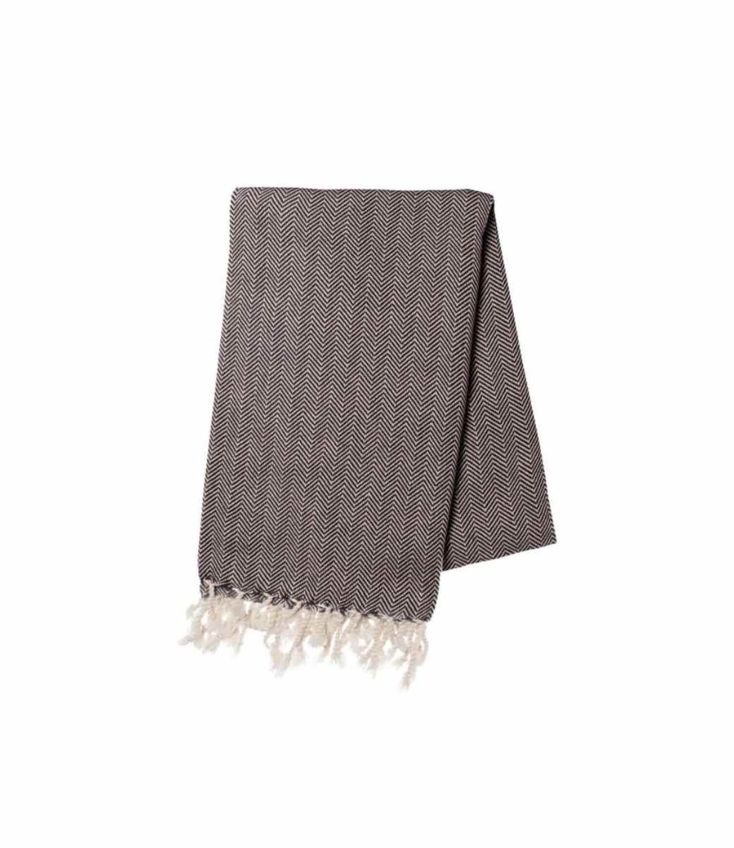 Hamamdoek ZigZag Black 180x100cm - 220x170m - Strandlaken - Saunadoek - Saunalaken - Omslagdoek - Stranddoek - Reishanddoek - Plaid - Zwem Handdoek - Sneldrogende Handdoeken
