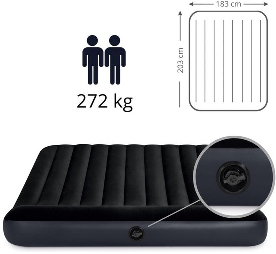 Intex Luchtbed - 2-Persoons - 183 x 203 x 25 cm - Donkerblauw - Inclusief en Hoeslaken van Intex — afbeelding 5