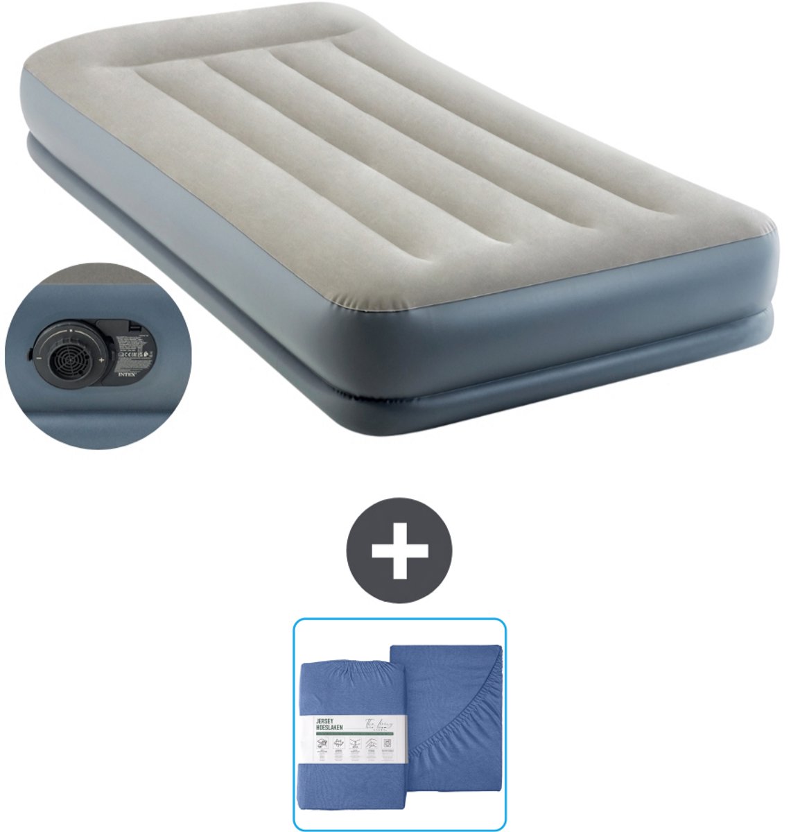 Intex Luchtbed - 1-Persoons - 99 x 191x 30 cm - Grijs - Inclusief pomp en Hoeslaken