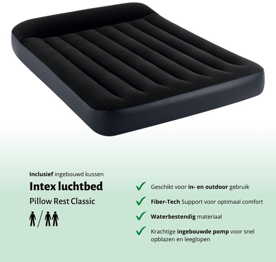 Intex Luchtbed - Twijfelaar - 137 x 191 x 25 cm - Blauw - Inclusief pomp en Hoeslaken van Intex — afbeelding 3