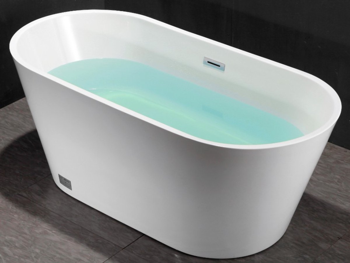 Design WEBO Vrijstaand ligbad - Lina - 180x80x58 cm - Glasvezelversterkt Acryl - Glans Wit - Inclusief Waste en Overloop