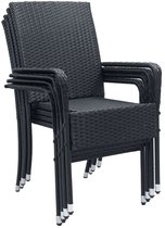 Polyrotan Tuinstoelen Yoro - 4-delig - Zwart - Stapelbaar