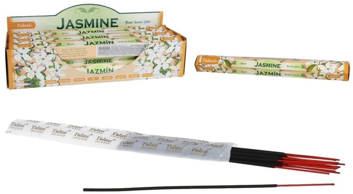 Tulasi Wierook sticks in huisgeur Jasmijn - 20x sticks van 22 cm - Ontspannend - 24 grams - Ontspannend - Kalmerend - stokjes