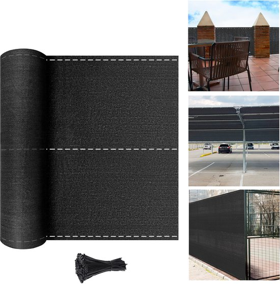 2m HDPE Privacy Scherm Antraciet 30°C-60°CTemperatuurbestendig - Inclusief 50 Kabelbinders