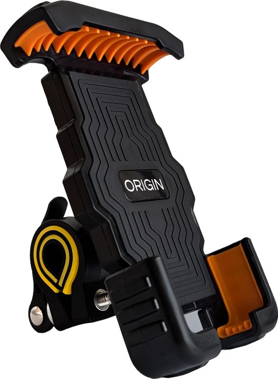 ORIGIN ™ - Telefoonhouder Fiets, Motor en Scooter - 360 Graden Rotatie - GSM Houder Fiets - Accessoires - Fiets Telefoonhouder Universeel - Fietshouder - Zwart / Oranje