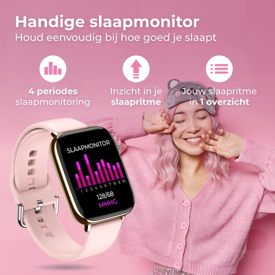 Ontdek de elegantie van onze dames smartwatch met fitnesstracker - Rose Gold