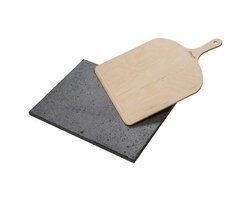 ETNA Pizza set - Grote pizzasteen & pizzaschep - 30 cm x 38 cm - Echt Italiaanse pizzasteen - Broodbaksteen - BBQ pizzasteen - Gemaakt van Lavasteen uit de Etna - non-stick - Eppicotispai