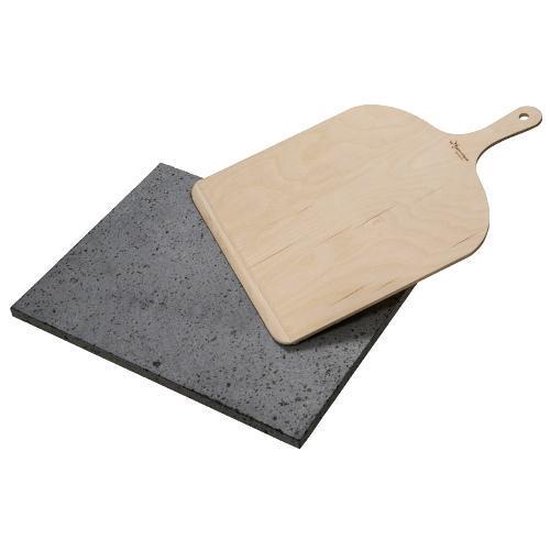 ETNA Pizza set - Grote pizzasteen & pizzaschep - 30 cm x 38 cm - Echt Italiaanse pizzasteen - Broodbaksteen - BBQ pizzasteen - Gemaakt van Lavasteen uit de Etna - non-stick - Eppicotispai