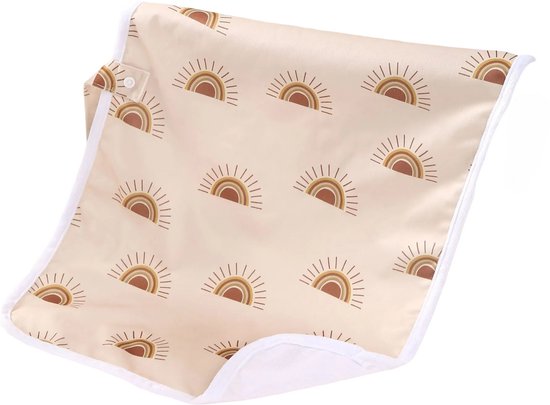 Babyboel verschoonmat – beige zonnetjes – waterafstotend – 60x35cm