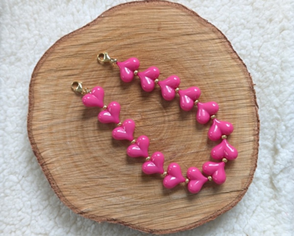 SWAN - sleutelhanger - tassenhanger - telefoonkoord - hartjes - roze - goud
