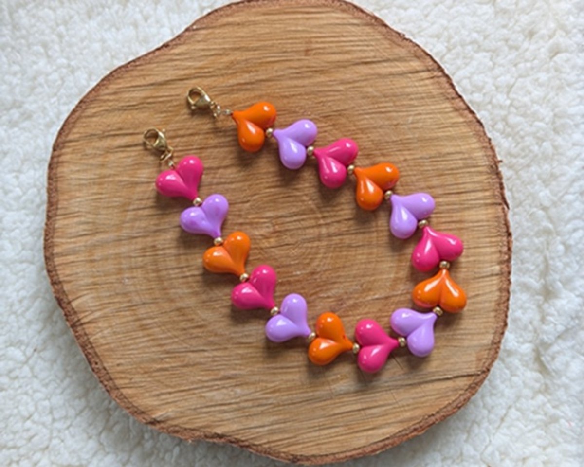 SWAN - sleutelhanger - tassenhanger - telefoonkoord - hartjes - roze - lila - oranje - goud