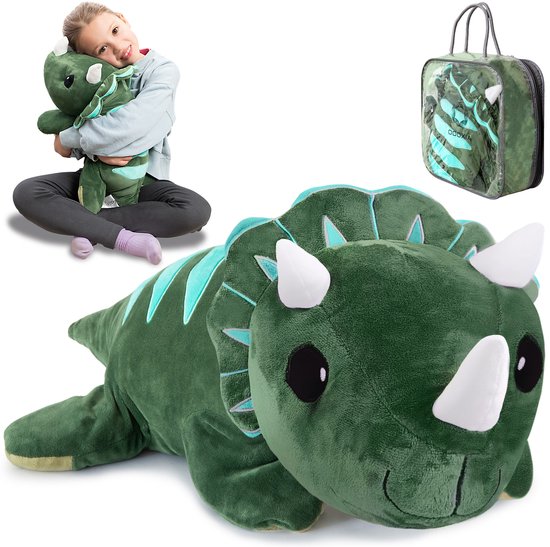 Small Foot Cuddly Toy Dinosaur Red "Dino", 19 Cm, Made Of Plush And Corduroy Fabric, Stuffed Toy As Sleep Aid, Plush Toy For Babies And Toddlers