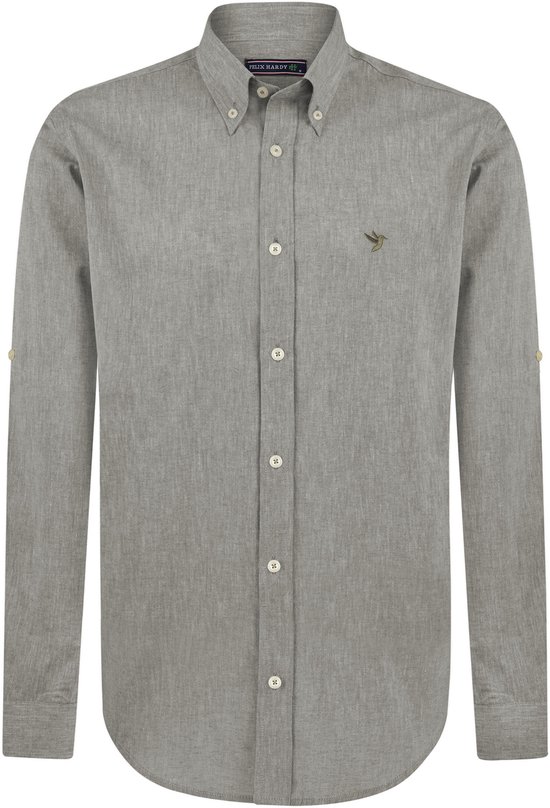 Felix Hardy Linnen Katoen Blend Shirt - Overhemd Heren Grijs - L