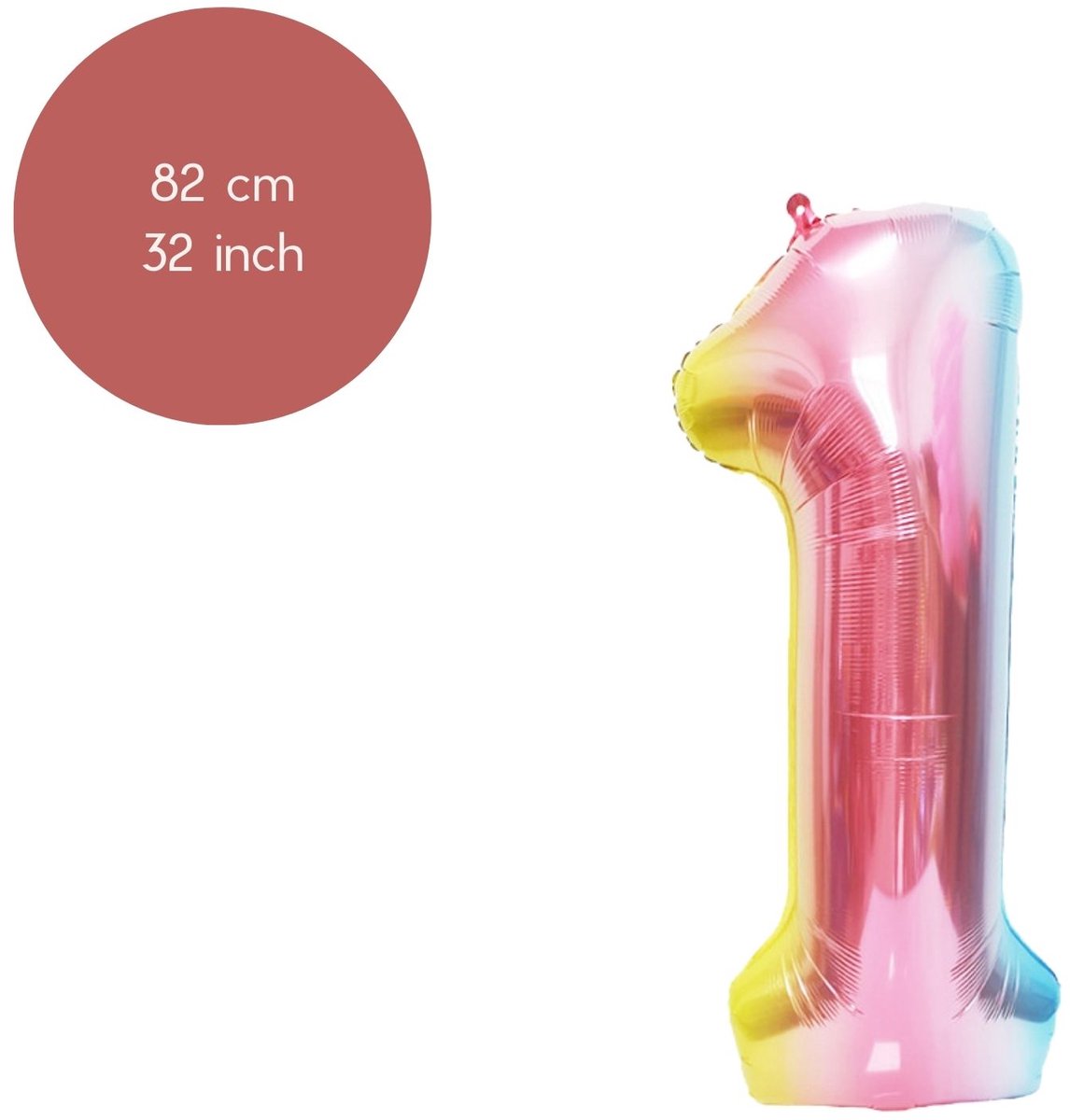 Fienosa Cijfer Ballonnen nummer 1 - Regenboog kleuren - 82 cm - 10 - 11 - 21 - 31 - 41 - 51 - 61 - 71 - 81 - 91 - Leeftijd verjaardag - Verjaardagsballon - Verjaardag