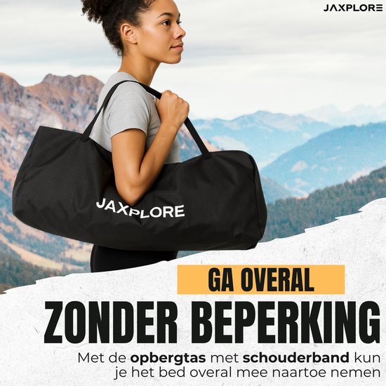 Jaxplore Veldbed - Kampeerbed - 150 kg draagvermogen - 2.2kg - Incl. opbergtas - 193x65x16cm - Vouwbed- Strecher - Zwart van Jaxplore — afbeelding 5