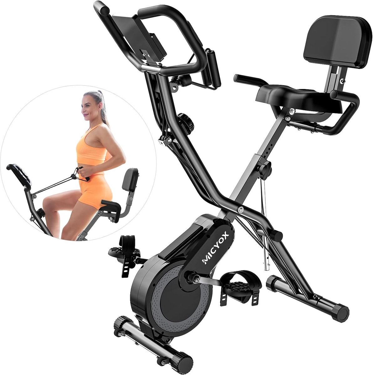 Opvouwbare magnetische hometrainer met groot zadel en 16 weerstandsniveaus