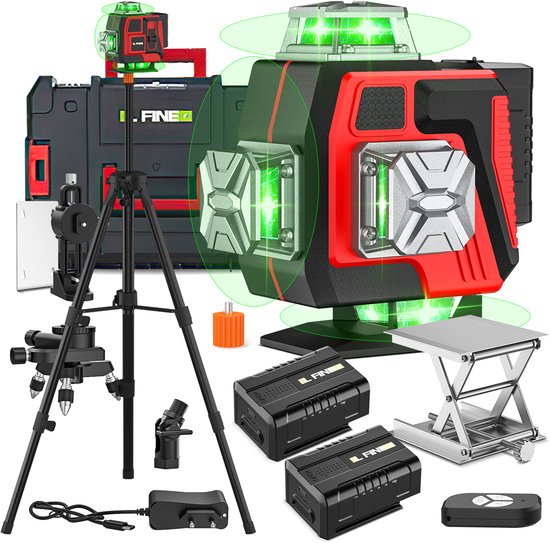 Laserniveau met statief, Nikotek Green Laser Level Zelfnivellerende Cross Line, Horizontale en Verticale Lijn Laser Niveau IP54 Waterdichte en Stofdichte Batterij Draagtas Inbegrepen