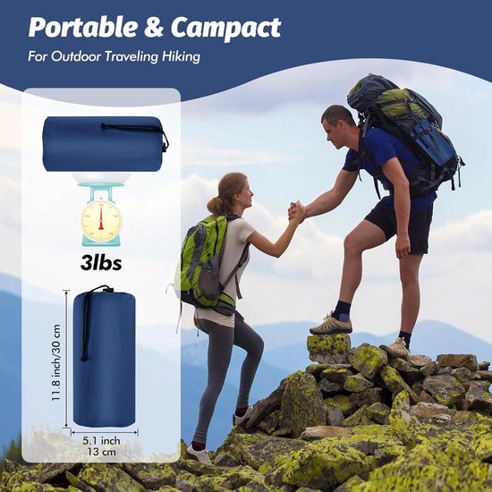 Isolerende campingmat opblaasbaar luchtbed voor 2 personen 195 x 125 x 10 cm ultralichte slaapmat met luchtpomp kussen en voetpers voor camping backpacking wandelen reizen van Merkloos — afbeelding 5