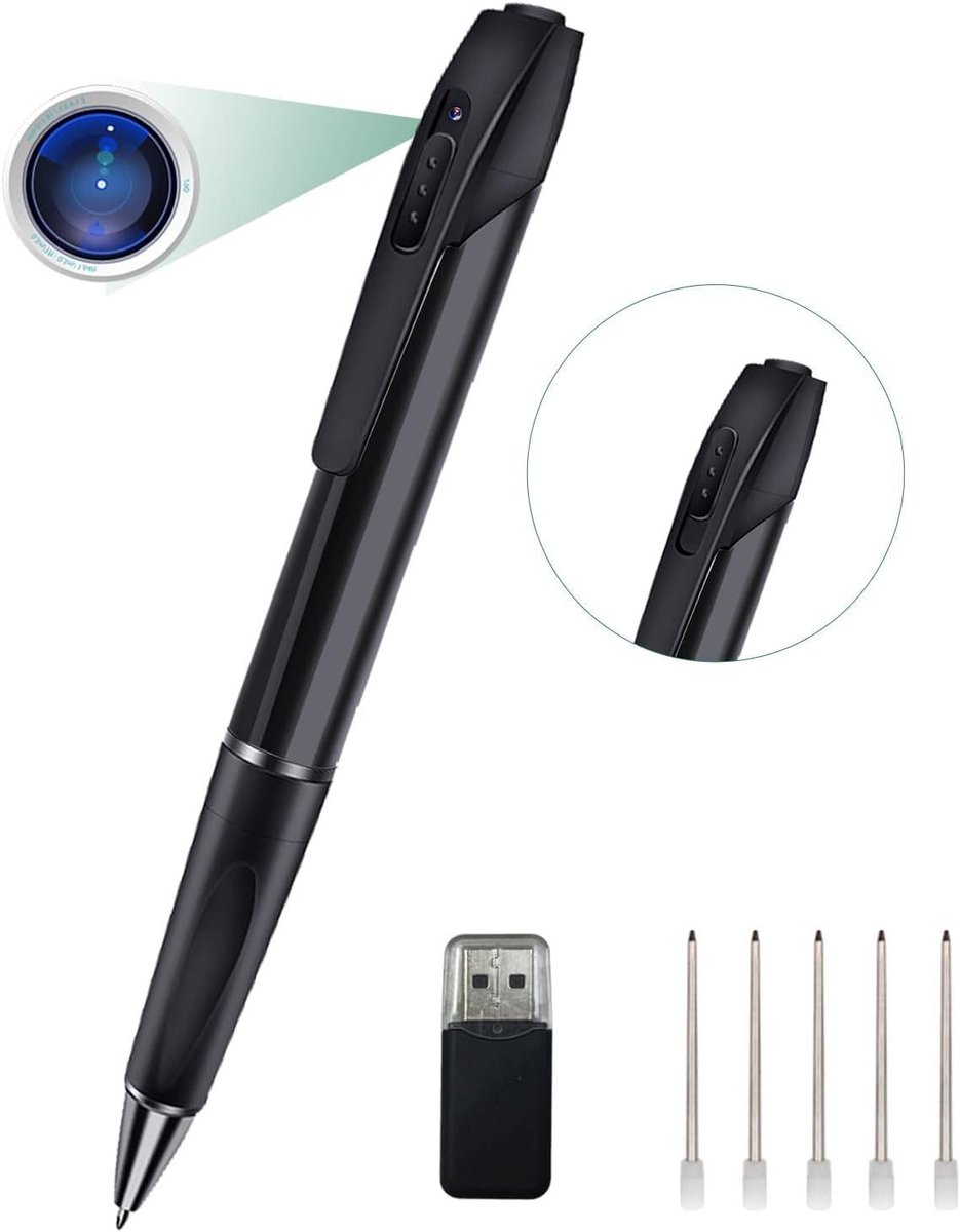 Mini Spionagecamera Pen HD 1080P Micro Spy Camera Verborgen Pen met Beeldopname en Video Recorder voor Business en Class (Exclusief SD-kaart)