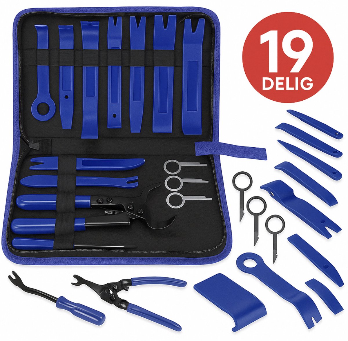 Nifkos - 19x Auto Trim set verwijdering gereedschap set voor gemakkelijk krasvrij verwijderen