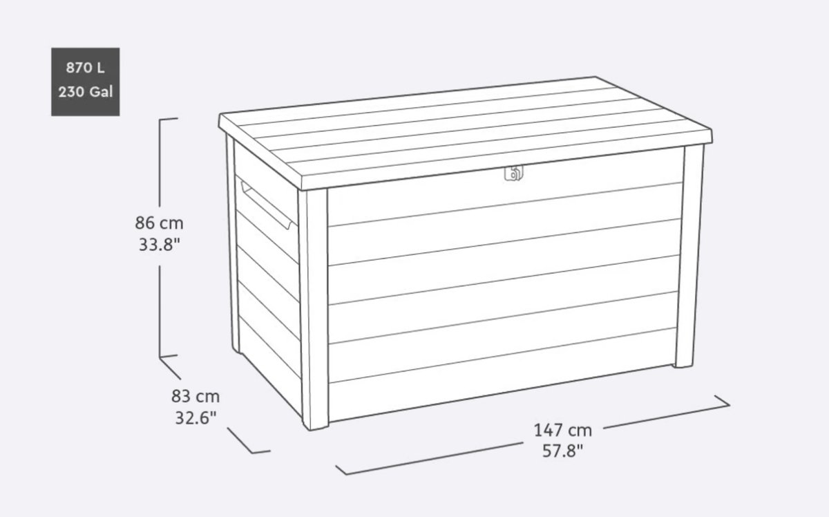 Keter Ontario Coffre de rangement - 870L - 147x83x86cm - Graphite