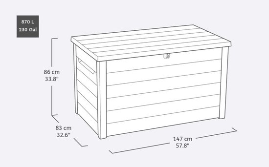 Keter Ontario Opbergbox - 870L - 147x83x86cm - Grafiet