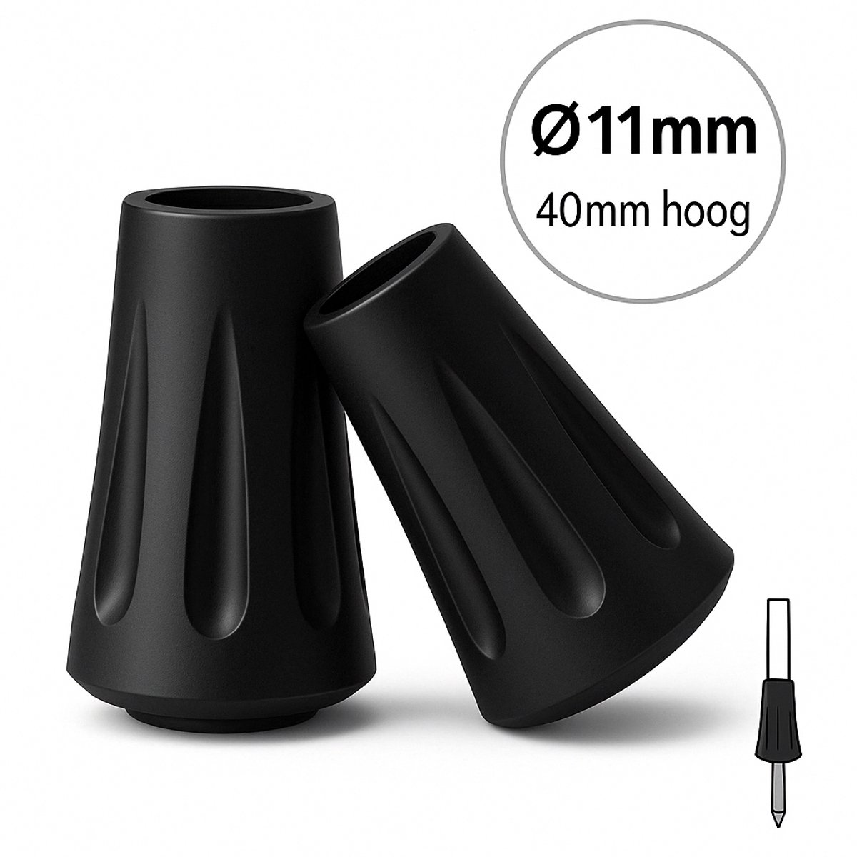 Consumerce® Wandelstok Reservedop - 2 Stuks - 11mm - Trekkingstok Doppen – Trekkingstokken – Trekking Stokken – Wandelstokken – Wandel Stok – Wandelstokdoppen – Stokdop – Nordic Walking Stick Extra Grip - Eindstop