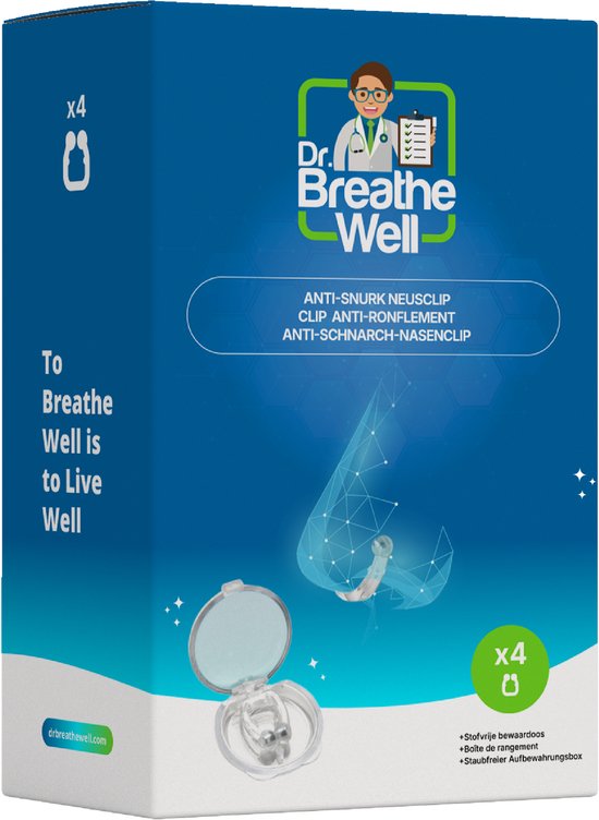 Dr. Breathe Well ™ - Anti Snurk Clip - 4 stuks - Neusclip Tegen Snurken - Anti Snurk Magnetische Neusspreider - Neus magneet tegen snurken - Simply the right choice!
