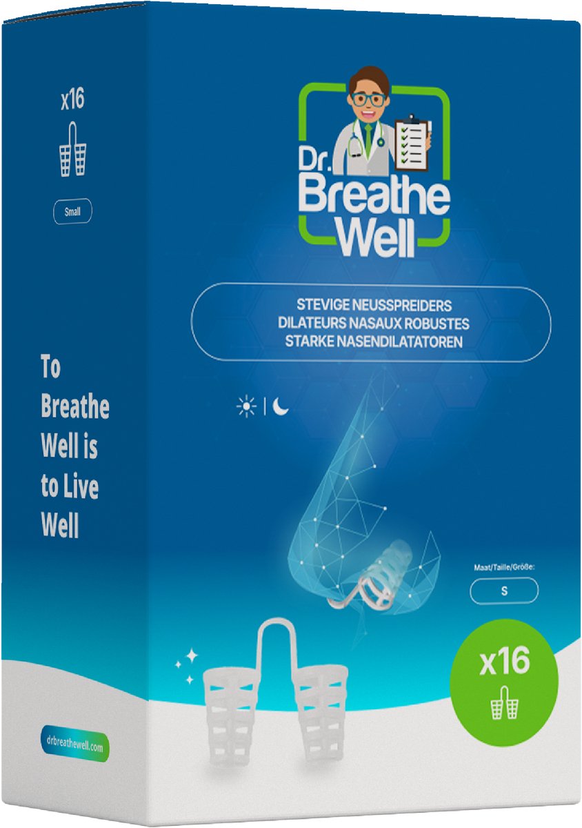 Dr. Breathe Well ™ - 16 Stevige Anti Snurk Neusspreider Buisjes - Maat S - Simply the right choice!