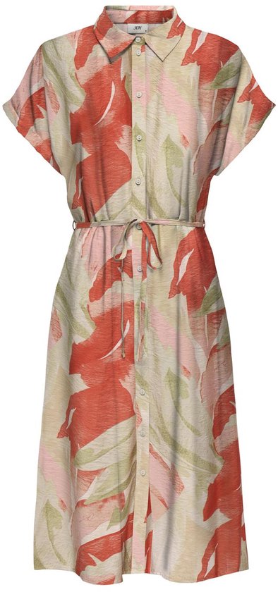 JDY JDYCAMILLE S/S SHIRT DRESS WVN Dames Jurk - Sandshell Rose_Of_Sharon_Abstract_Leaves