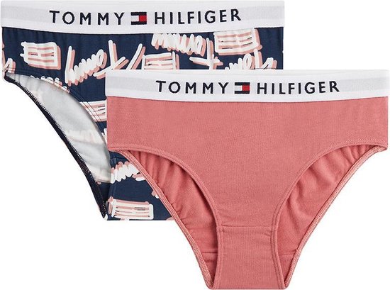 Overeenstemming tand Handelsmerk Tommy Hilfiger - Meisjes - 2-Pack Logo Bikini Slips - Roze - 152/158 |  bol.com