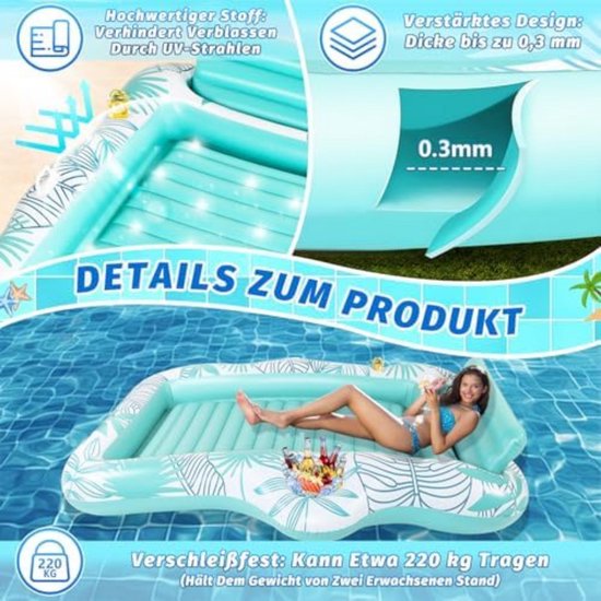 Tanning Pool Bed - Luchtbed Zwembad Opblaasbaar van Merkloos — afbeelding 5