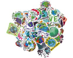 Omslag van Winkrs | Milieu stickers Duurzaamheid | Earth, planeet, milieu, duurzaam, klimaat | Stickers voor drinkbeker, laptop, muur, kast etc.