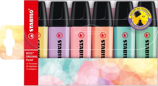 STABILO BOSS ORIGINAL Pastel - Markeerstift - Markeren Met Pastelkleuren - Etui Met 6 Kleuren