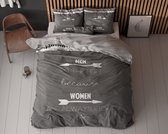 Dreamhouse - Tweepersoons Dekbedovertrek Women Always Right - Antraciet 200x220 cm - Katoen - Dekbedovertrek met 2 kussenslopen